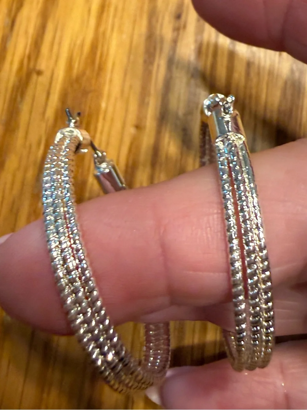 Napier Silver Tone Textured Multi Strand Hoop Earrings Large Statement NEW